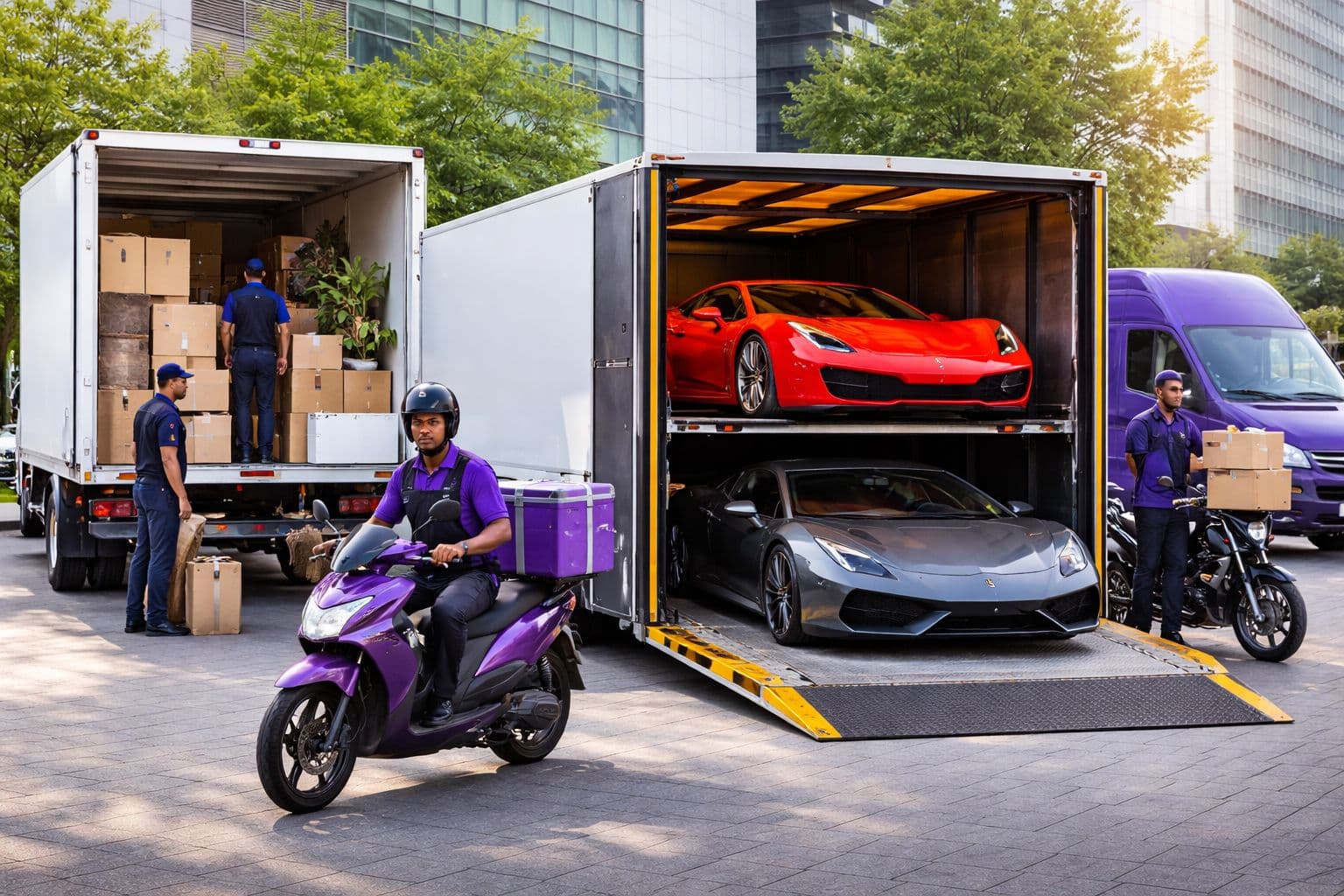 Logistics and delivery trucks